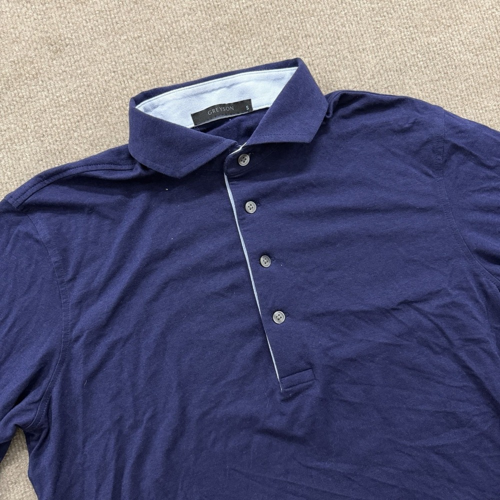 Greyson Golf Apache II Long Sleeve Polo Shirt Mens Size Small Navy Blue